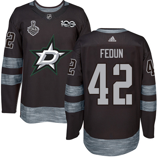 Adidas Men Dallas Stars #42 Taylor Fedun Black 1917-2017 100th Anniversary 2020 Stanley Cup Final Stitched NHL Jersey